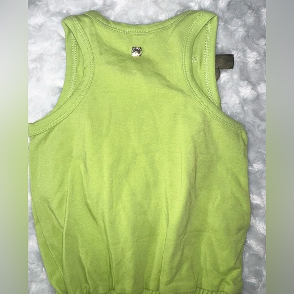 Microbe Italian Brand Girls Sleeveless Ruched Waist Green Sequin Dress - Picture 9 of 9